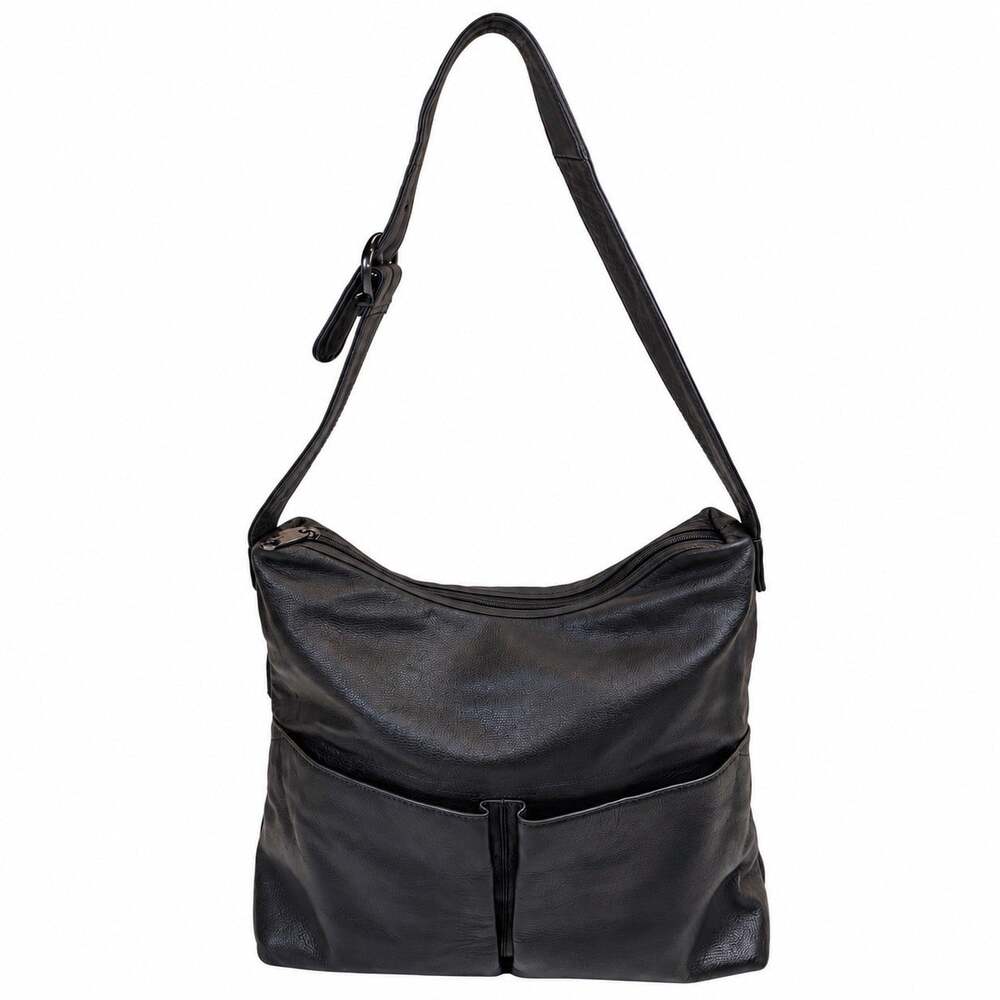 VTG Stone Mountain Brown Pebbled Soft Leather Slouchy Hobo Crossbody Bag Purse